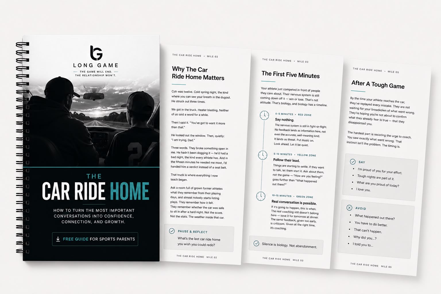 The Car Ride Home guide, cover and interior pages