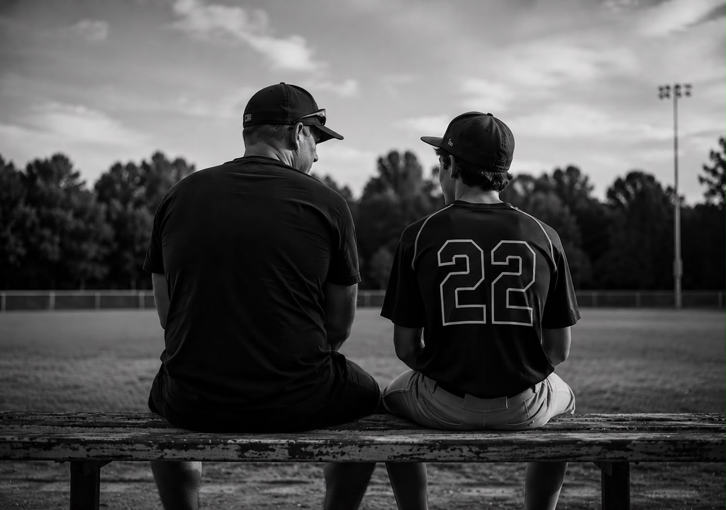 Father and son sitting on a bench